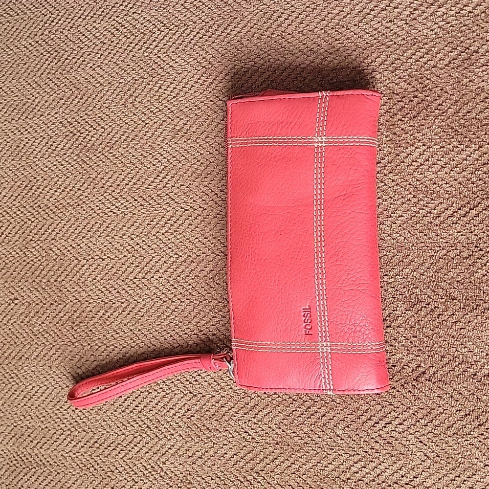Brand New Red Fossil Wristlet